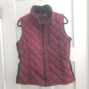 Andrew Marc Quilted Vest - Deep Red and Black